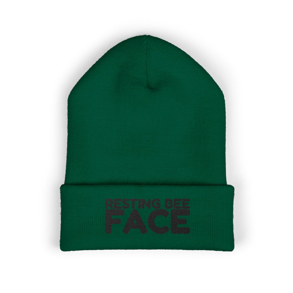 Resting Bee Face Embroidered Beanie — Funny RBF Winter Hat BEEnie