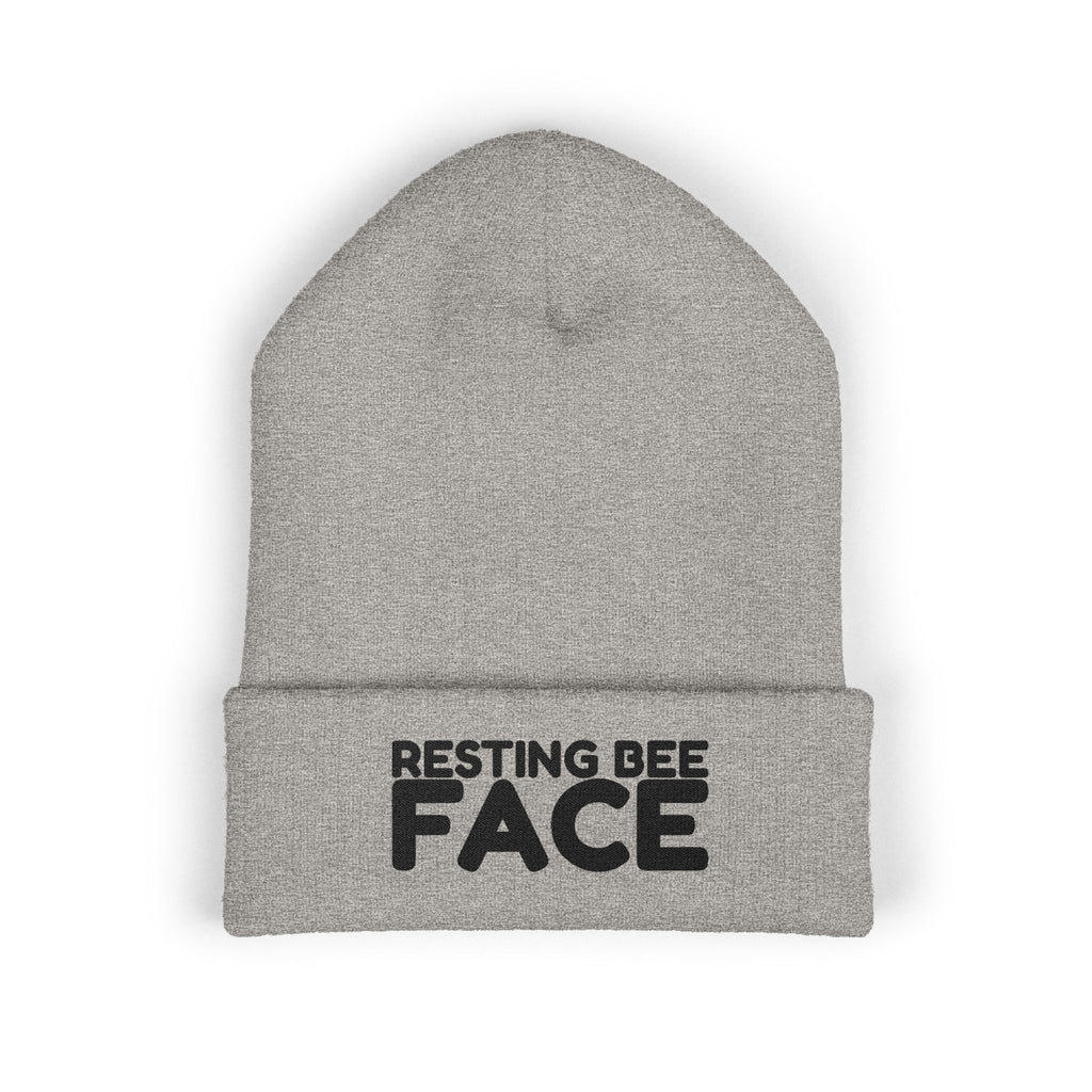 Resting Bee Face Embroidered Beanie — Funny RBF Winter Hat BEEnie