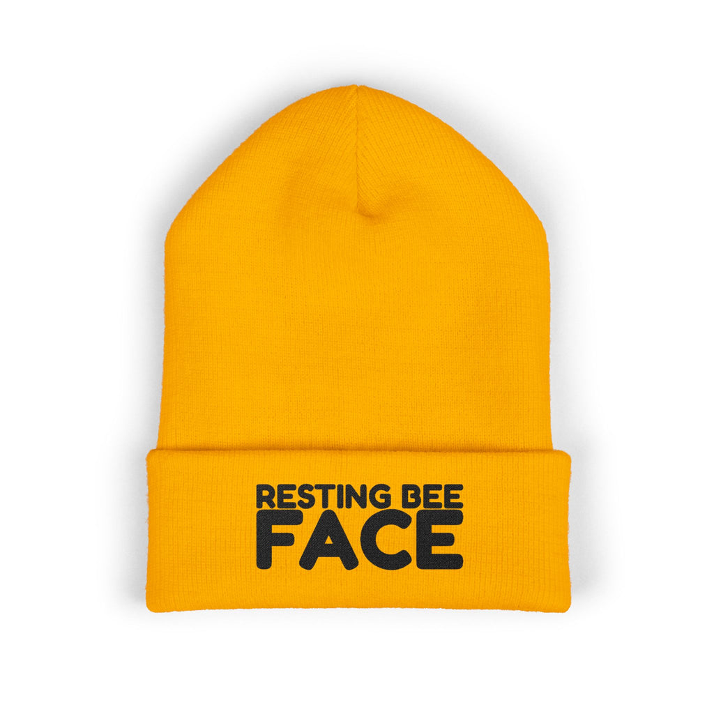 Resting Bee Face Embroidered Beanie — Funny RBF Winter Hat BEEnie