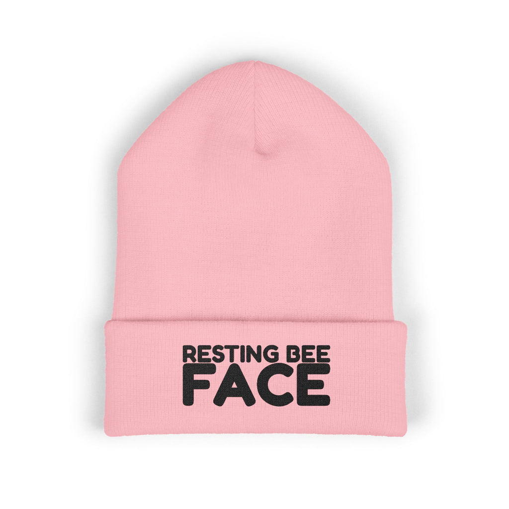 Resting Bee Face Embroidered Beanie — Funny RBF Winter Hat BEEnie