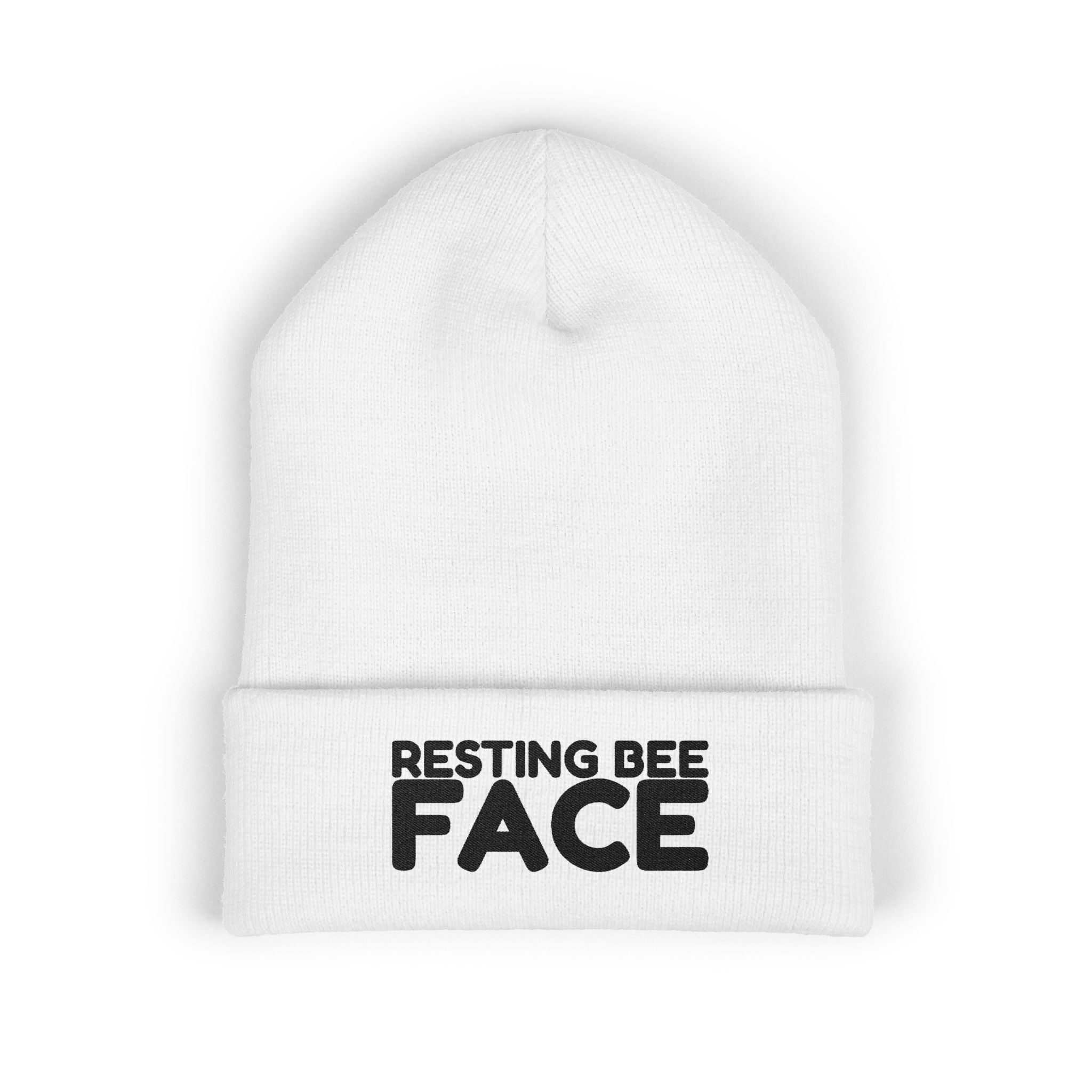 Resting Bee Face Embroidered Beanie — Funny RBF Winter Hat BEEnie