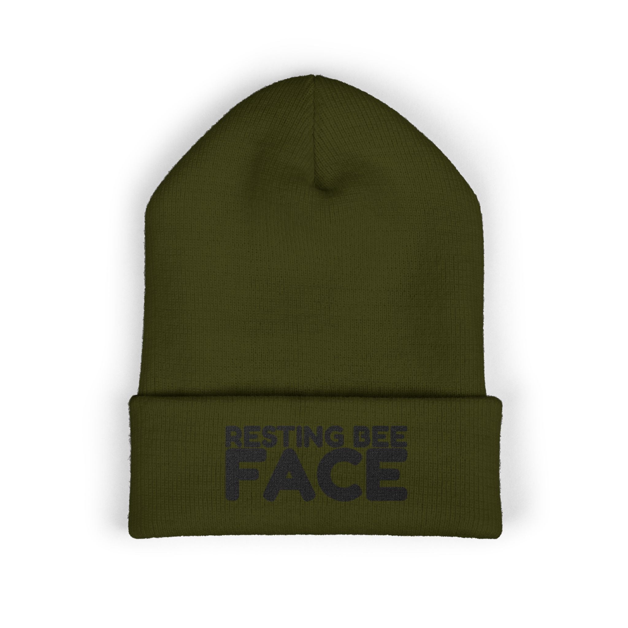 Resting Bee Face Embroidered Beanie — Funny RBF Winter Hat BEEnie