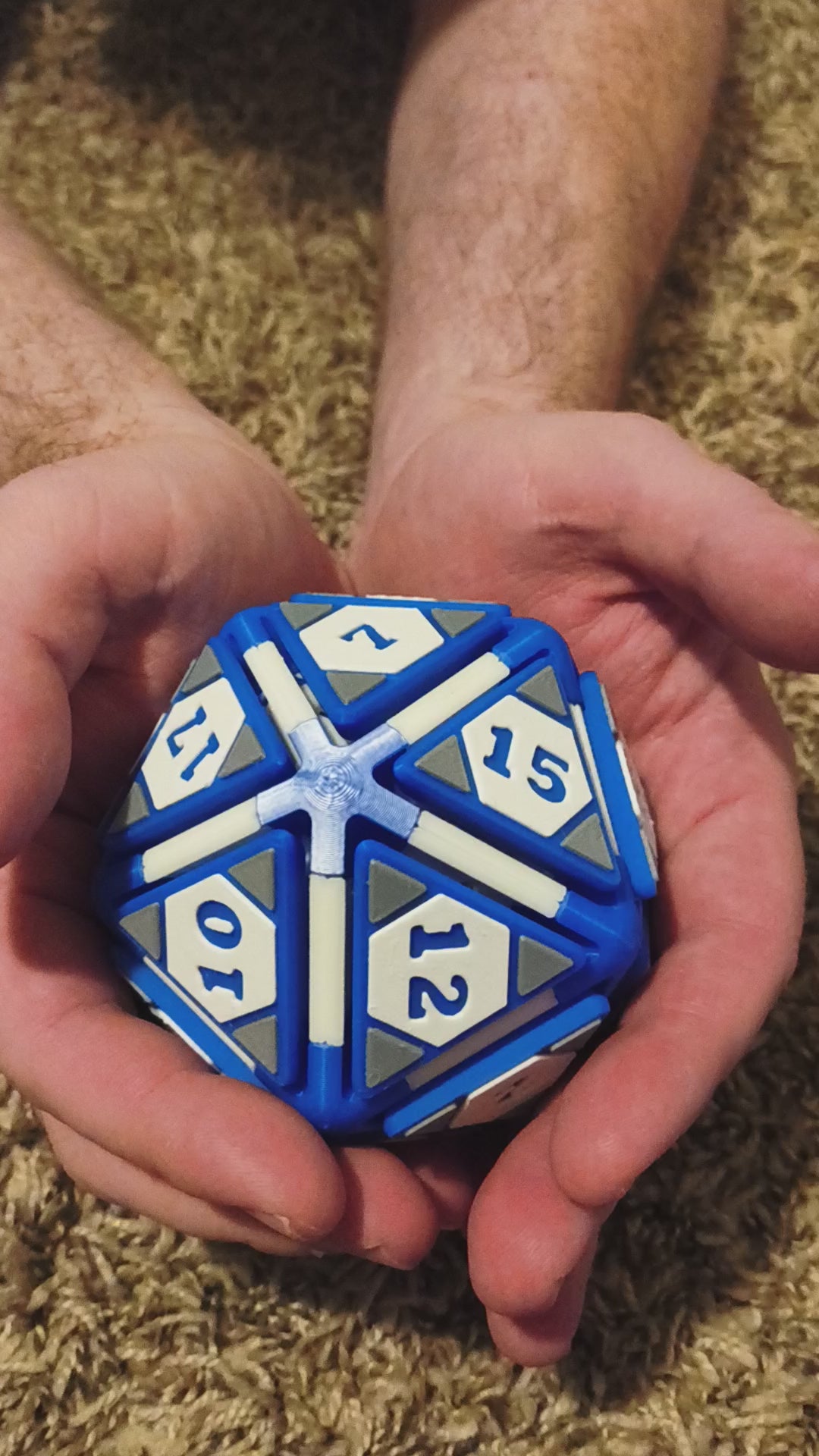 Large D20 Fidget - Blue and Grey